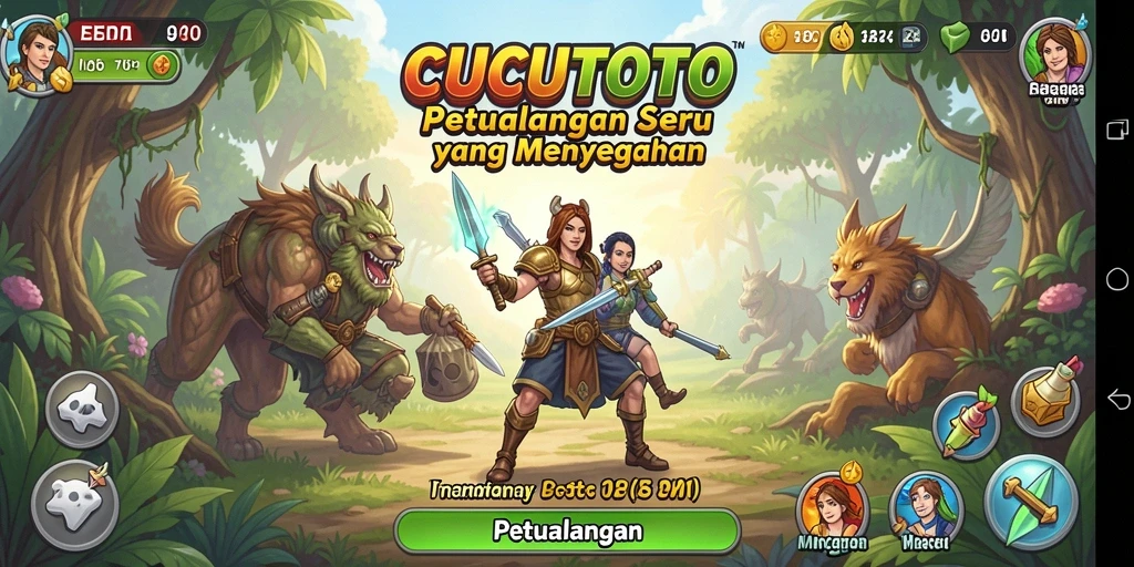 Tampilan antarmuka CUCUTOTO saat menjelajahi dunia petualangan.