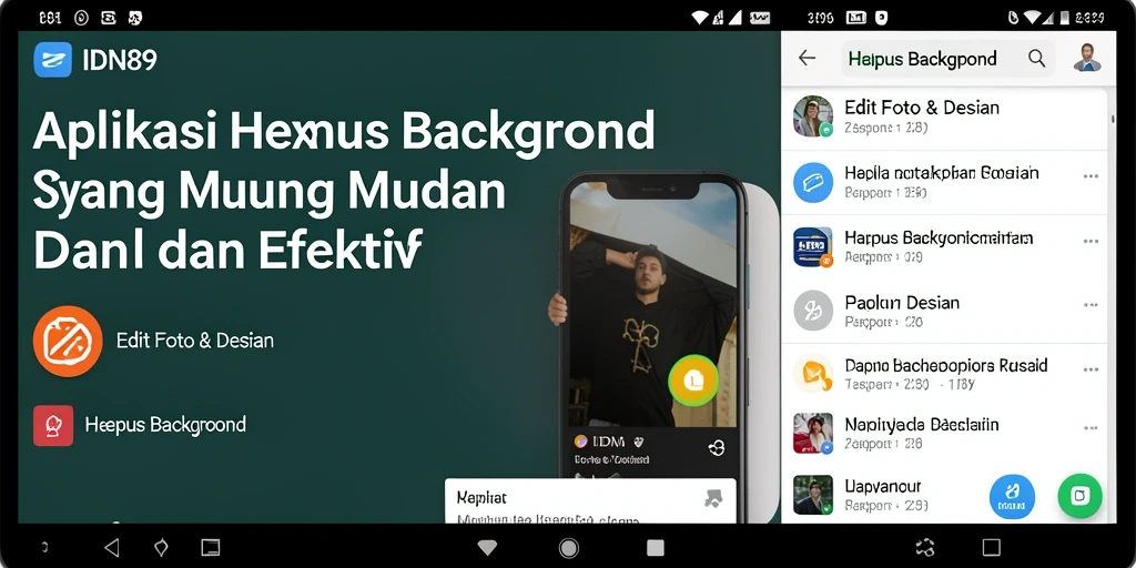 Tampilan antarmuka aplikasi IDN89 yang menampilkan fungsi Hapus Background.