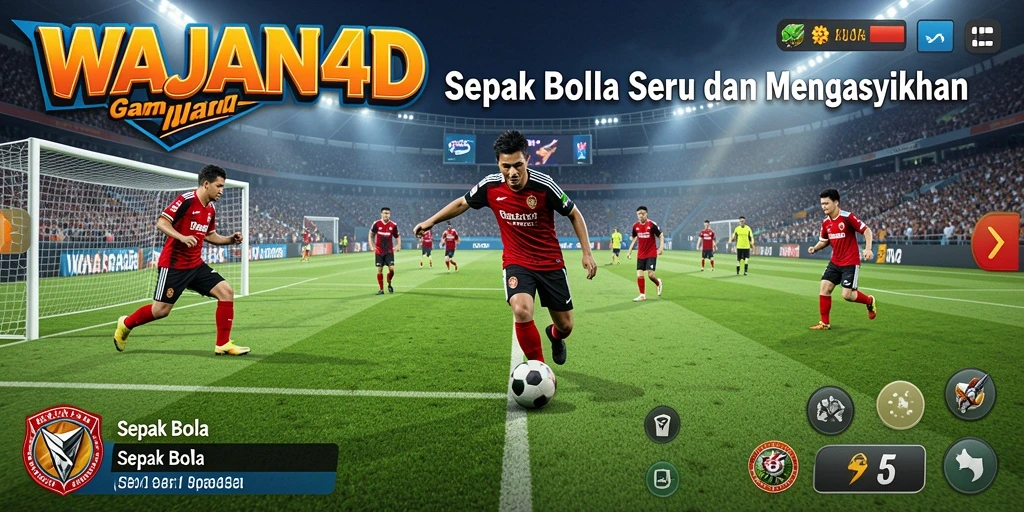 Tampilan antarmuka game Sepak Bola yang menarik dan interaktif.